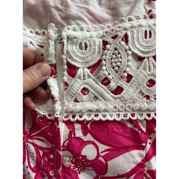 Lilly Pulitzer Dress Jubilee Coronado Pink Lobster Crochet Size 8 - Picture 9 of 12